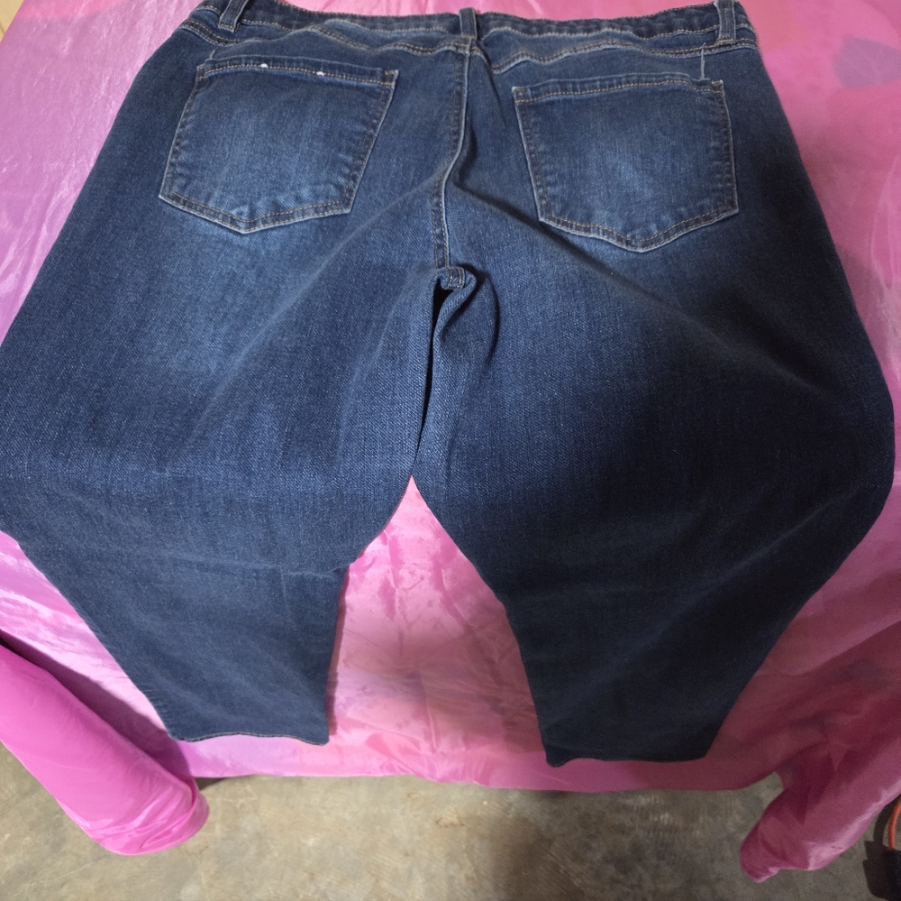 d. jeans Women's Straight Leg Dark Blue Denim Jeans